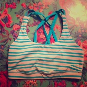 Lululemon energy bra - white with blue strips